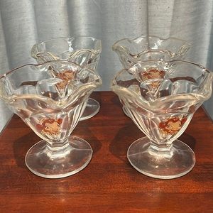 Vintage Borden Elsie the Cow Ice Cream Sundae Dishes Set of Four (4)